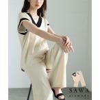 レディース セットアップ 夏 夏服 トップス ニット パンツ ズボン セット 2点 アイボリー 半袖 ロング 大人可愛い きれいめ 30代 40代 50代 女性 イベントセール
