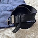 ショッピングdior ディオールオム　ベルト　ロゴ　ナイロン　レザー　ブラック　【中古】