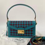PRADA　プラダ　ショルダーバッグ　3way　ギンガムチェック　サフィアーノレザー　キャンバス　千鳥柄　【中古】
