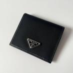 PRADA  プラダ　コンパクトウォレット　ナイロン　レザー　ブラック　小銭入れあり　1MV204　【中古】
