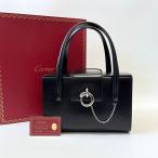 ショッピングブラックボックス Cartier　カルティエ　ハンドバッグ　パンテール　レザー　ブラック　ボックス型　【中古】