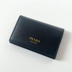 ショッピングPRADA PRADA　プラダ　カードケース　ロゴ　レザー　ブラック　名刺入れ　ICタグ確認済み　【中古】