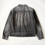 BALENCIAGA　バレンシアガ　スウィング デニムジャケット　バッグロゴ　グレー　48サイズ　オーバーサイズ　ダメージ加工　509117