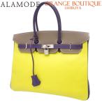 エルメス バーキン 35 トリコロール イエロー黄 パープル紫 グレージュ ヴォーエプソン □O刻 40802109287【アラモード】