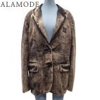 ショッピングMIUMIU MIUMIU(ミュウミュウ) ロゴ デニムジャケット  2022年 マーブル加工 42 コットン ベージュ ブラック黒 40802128735【アラモード】【秋冬】