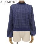 FENDI(フェンディ) シースルー チェックニット トップス 2020年 長袖 42 シルク ブルー青 グレー 40802136651【アラモード】【秋冬】