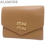 ショッピングMIUMIU MIUMIU(ミュウミュウ) 三つ折り ウォレット ロゴ レザー CARAMEL ブラウン茶 キャメル  84110 40802160979【中古】【アラモード】