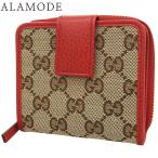 GUCCI(グッチ) 二つ折り財布 GGキャンバス レザー ベージュ レッド赤 シャンパンゴールド 346056 KY9LG 8606 40802164140【アラモード】