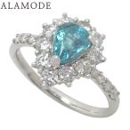 PAT1.05/D0.70 パライバトルマリン ダイヤモンド 雫型リング Pt950 ティアドロップ 13(53)号 水色 41100071259【アラモード】