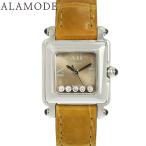 ショパール ハッピースポーツ スクエア 5PD 27/8892-23 SS/革 ゴールド クオーツ レディース 41100099526【中古】【アラモード】