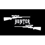 猟銃　ハンティング　ハンター　猟師　狩猟　狩人　狩り　イノシシ狩り　鹿狩り　熊駆除　害獣駆除　ステッカー1枚（銀白色）