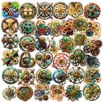 ショッピングスチームケース 歯車　gear　ギア　スチームパンク　時計　機械式　レトロ　職人　おしゃれ　透明台紙　かわいい　シール　ステッカー55枚B1