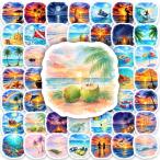  Nankoku . obi. море тропический остров Sunset пляж Sunset Ocean морской resort кокос песок . волна .. наклейка стикер 50 листов B