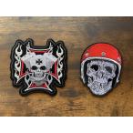  Biker Skull красный шлем iron cross двигатель .. череп футболка европейская одежда мотоцикл одежда ремонт custom утюг нашивка 2 листов 