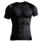 Slim Alive メンズ コンプレッションウェア スポーツシャツ ラウンドネック 半袖 ブラック 色 サイズ M
