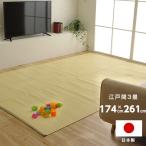 江戸間3畳 約174×261cm 長方形 ラグ 洗える カーペット 日本製 国産 抗菌 防臭 消臭 アウトドア レジャー 敷物 和室 シンプル グリーン 畳カーペット