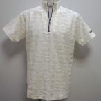 サンタフェ・24 春夏 SS 新作・地柄ロゴパイル ZIPUP 半袖 ポロシャツ(L)(LL)(3L)24-81808-001