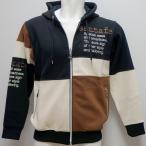 サンタフェ・24 AW 秋冬・3色切り替え ロゴ刺繍 フルジップパーカー(54)(4L)24-82456-019-54　キングサイズ