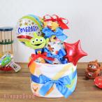 ★出産祝い トイストーリーのビッグ3段おむつケーキ パリパリ布絵本 バスタオル 湯上げタオル フェイスタオル ラトル ベビートイ ディズニー B100