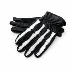 ショッピングスカル 送料無料 ボーンレザーグローブ　ホワイトボーン Lサイズ  骨(スカル)デザイン（スマホタッチ装備）3シーズングローブ MFG-272