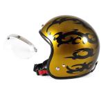 ショッピングjam 72JAM ジェットヘルメット&シールドセット TRIBAL - ゴールド  フリーサイズ:57-60cm未満 +開閉式シールド  APS-01