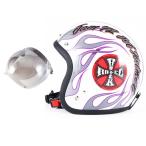 ショッピングjam 72JAM ジェットヘルメット&シールドセット ROCK&ROLL - ホワイト  フリーサイズ:57-60cm未満 +開閉式シールド  JCBN-03  JJ-07