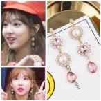 TWICE ピアス 花 フラワー パール ピンク 紫 人気 芸能人 アクセサリー 韓流 ランキング 誕生日プレゼント