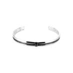 クロス バングル ブラックCZ ライン ジルコニア シンプル ブレスレッド 腕輪 シルバー925 銀 プレゼント