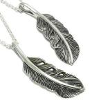 ネックレス メンズ シルバー フェザー 羽根 太 かっこいい フェザーネックレス チェーン付 プレゼント