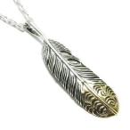 ネックレス メンズ シルバー フェザー 羽根 ダブルカラー かっこいい フェザーネックレス チェーン付 プレゼント