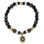 メダイ ブレスレッド メンズ レディース マリア ゴシック ブラウンブラック 天然石 プレゼント