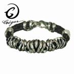 GIGOR ブレスレッド メンズ ブランド シルバー ブラットレザーブレスレッド NARROW series ナローシリーズ 波 ジゴロウ