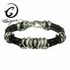 GIGOR ブレスレッド メンズ ブランド シルバー ブラットレザーブレスレッドS NARROW series ナローシリーズ 波 ジゴロウ