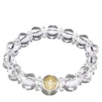 手彫り水晶 数珠 ブレスレッド 戦国武将 坂本龍馬 金12mm 約18.0cm(メンズM、レディースLサイズ)水晶 平カット水晶 メンズL レディースLL 贈り物 水晶 クォーツ