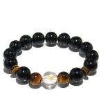 イエロータイガーアイ 数珠 ブレスレッド 戦国武将 坂本龍馬 手彫り水晶 金12mm 18.5cmオニキス タイガーアイ メンズL レディースLL