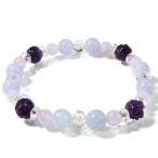 ラベンダーアメジスト 数珠 ブレスレッド レディース 天然石 8mm 17.5cm薔薇 ブルーレースブレス 贈り物 誕生石 2月 アメシスト