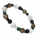 スモーキークオーツ 数珠 ブレスレッド 天然石 サファイア クリソコラ 8mm 17.5cm パワーストーン 贈り物