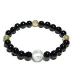 ルチルクオーツ 数珠 ブレスレッド 龍彫水晶12mm オニキス メンズL レディースLL 贈り物 針水晶 天然石 パワーストーン