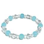 平カット水晶 数珠 ブレスレッド シーブルーカルセドニー 8mm 17cm レディースM パワーストーン 天然石 贈り物 水晶 クォーツ