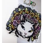 猫柄アクリルキーホルダーブルーレー...