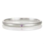 結婚指輪 マリッジリング プラチナ つや消し マット 甲丸 天然石 アメジスト オーダー