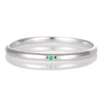 結婚指輪 マリッジリング プラチナ 甲丸 天然石 エメラルド オーダー