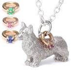 サファイアネックレスウェルシュコーギーネックレス犬ドッグ誕生石シルバーダイ...