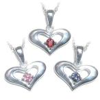 エメラルドネックレスハート誕生石ガーネットアメジストアクアマリンムーンスト...