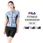 FILA フィラ 大きいサイズ 水着 フィットネス レディース セパレート 半袖 体型カバー プリント 柄 スポーツ タンキニ ママ ミセス お洒落 LL 2L L M