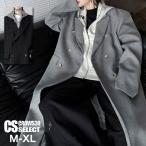 V系 Pコート メンズ モード系 ロングコート メンズ パーカー 重ね着風 バイカラーコート ウールコート 新作 お兄系 ヴィジュアル系ファッション