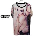 ショッピングレディ 夏 Tシャツ メンズ 半袖tシャツ インポート レディー セクシー フォト プリント 2015 夏 新作 個性的 30代 40代 V系 大人 スタイル