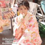 【2点セット】レッド 浴衣 ゆかた レディース 女性 半幅帯 女の子 和服 レトロ 盆踊り お盆休み 花火大会 街着 お出かけ お稽古 ショッピング お祭り 文化祭 夏