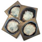 ショッピングfk07 【並行輸入品】ドック6陶器コースターwith Fusedガラス、ブロンズ、4のセット Dock 6 Pottery Coasters with