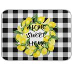 [ параллель импортные товары ]Dish Drying Mats for Kitchen Counter Black Plaid Yellow Lemon Hom